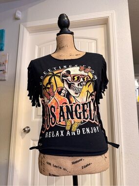 Los Angeles Skull & Butterfly Upcycled Grunge Tee